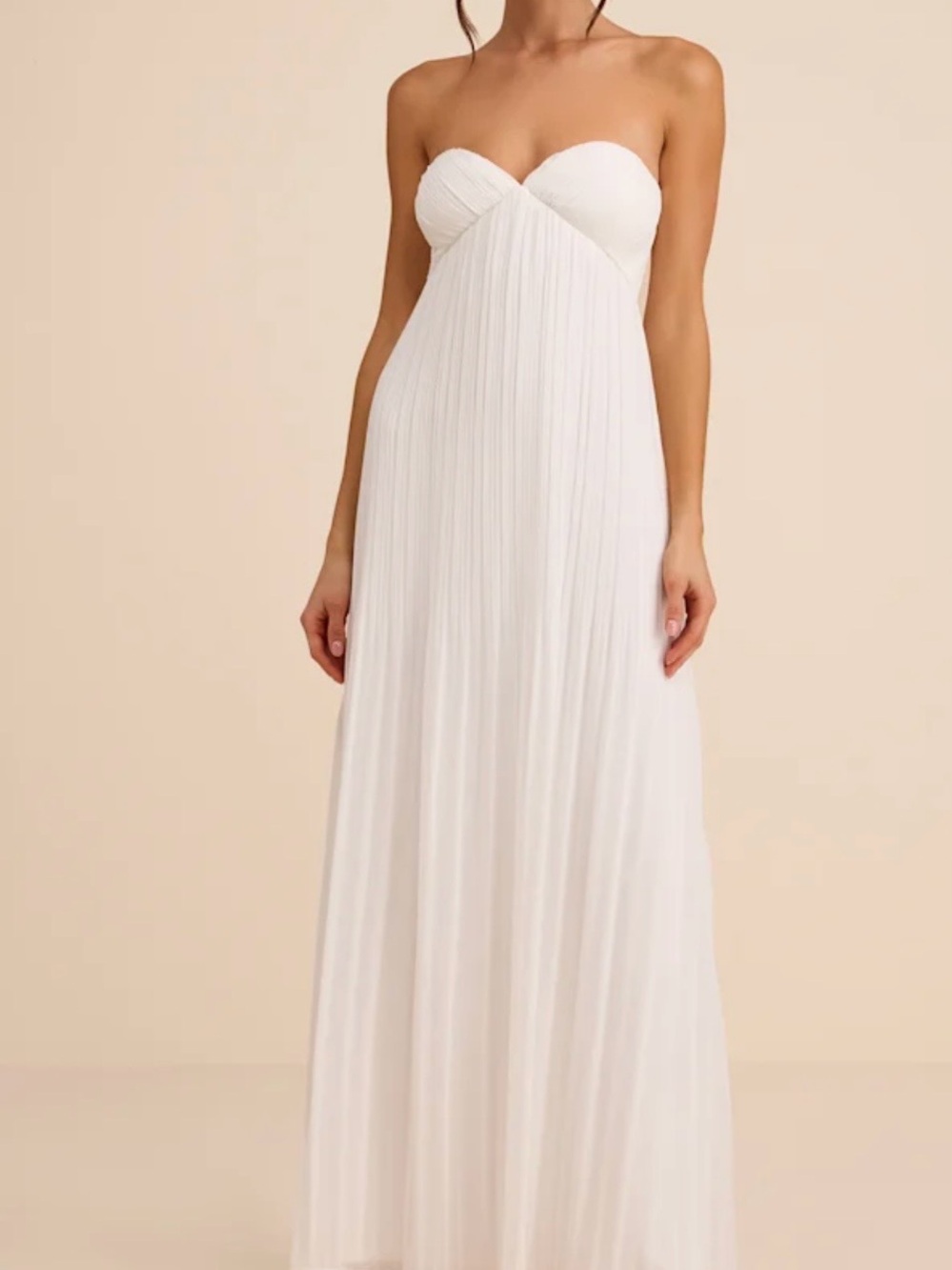 New Elegant Lulu Remley White Pleated Strapless Maxi Dress S 4/6 - Picture 3 of 5